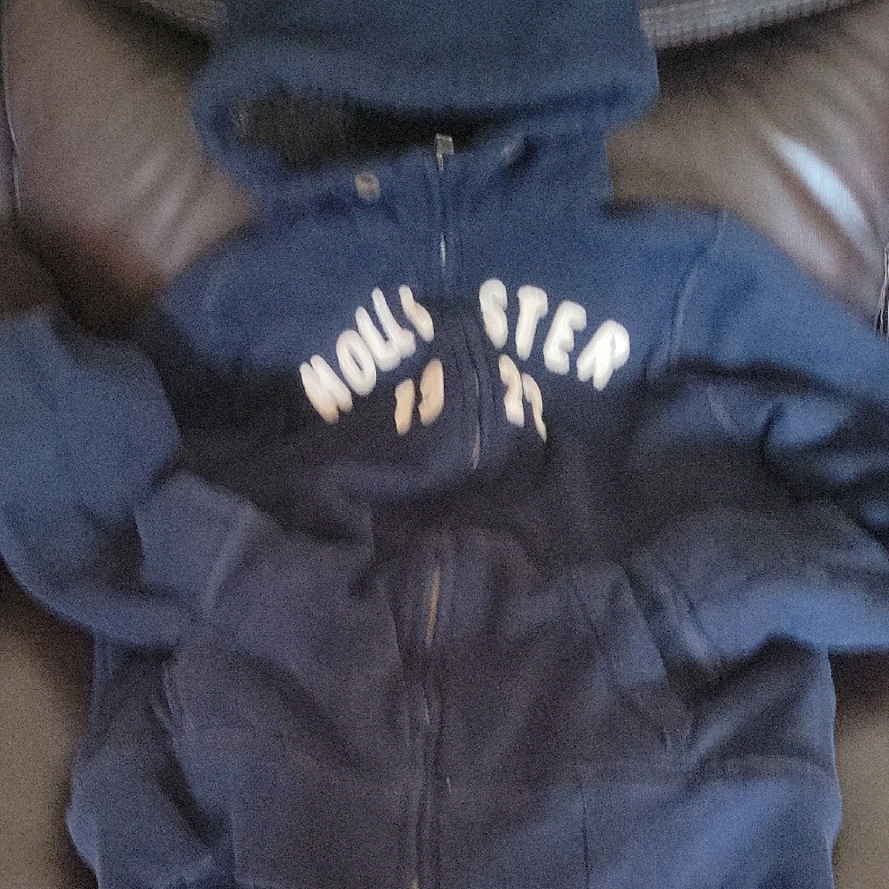 Hollister Men's Blue Zip-Up Hoodie